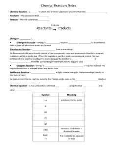 Chemical Reactions Student Notes 2223