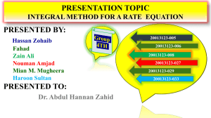 Integral Method For Rate Equation Presentation