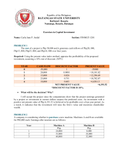 Capital Investment Exercises: NPV, Payback, IRR