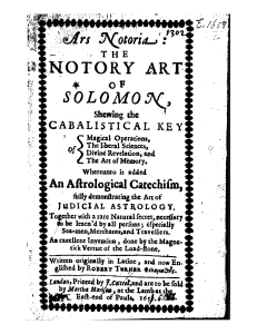 Robert Turner (trans.) - Ars Notoria   The Notory Art of Solomon-J. Cottrel, London (1651)