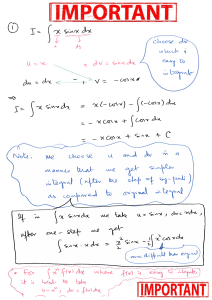 Integration by Parts: Calculus Lecture Notes