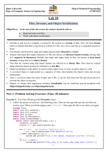 Java File Handling & Object Serialization Lab Manual