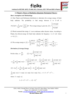 1 (e) Plancks Theory of Radiation