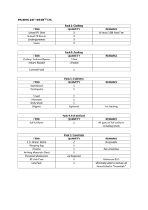 PACKING LIST FOR 84TH CTC