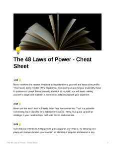 48 Laws of Power - Cheat Sheet