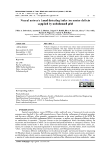 Neural network based detecting induction motor defects supplied by unbalanced grid