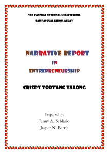 NARRATIVE REPORT in entreprenuership