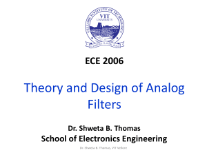 Theory and Design of Analog Filters