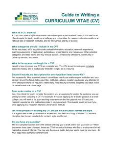 Guide to Writing a Curriculum Vitae (CV)