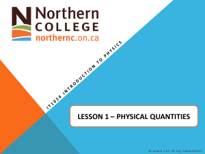 Lesson 1 – Physical Quantities