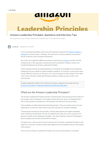Amazon Leadership Principles- Questions and Interview Tips