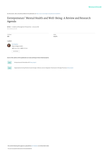 Stephan - 2018 - Entrepreneurs' Mental Health and Well-Being A Review