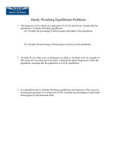 Hardy-Weinberg Equilibrium Problem Set