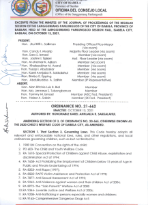 Ordinance No. 21-662 (Amending Section of 3 of Ordinance No. 20-565otherwise known as the 2020 child&#039;s welfare code of Isabela City as Amended) (1)