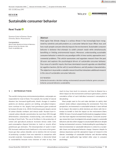 Consumer Psychology Review - 2018 - Trudel - Sustainable consumer behavior