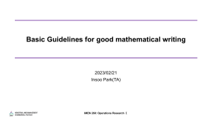 Guidelines for Good Mathematical Writing