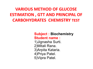 g- group various method of glucose estimation gtt and carbohydrate chemistry