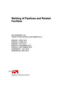 API 1104 2018 Welding of Pipelines & Related Facilities