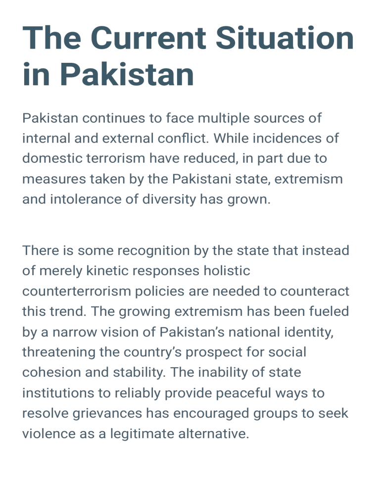 essay on pakistan current situation