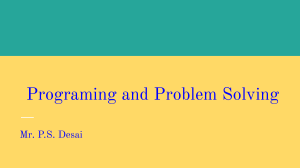 Programing and Problem Solving Unit I