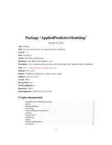 AppliedPredictiveModeling