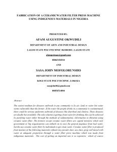 FABRICATION OF A CERAMIC WATER FILTER PRESS MACHINE USING INDIGENOUS MATERIALS IN NIGERIA