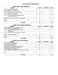 BS IN TOURISM MANAGEMENT- SUBJECTS