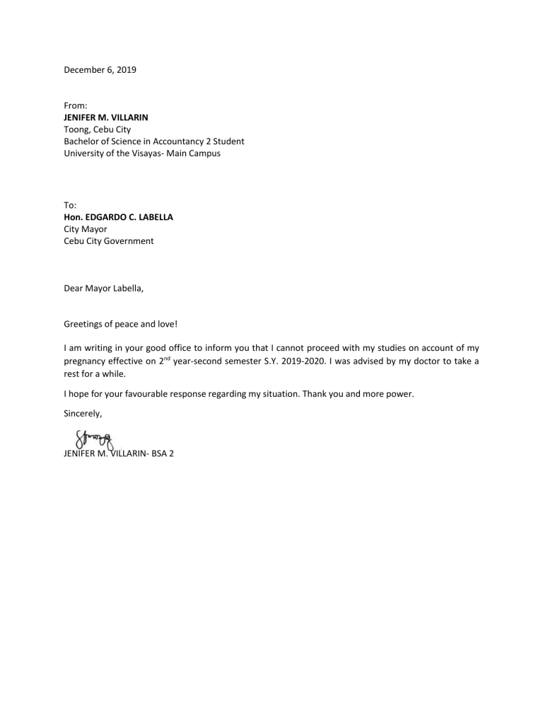 Excuse Letter