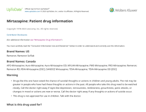 Mirtazapine  Patient drug information - UpToDate