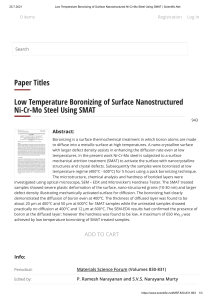 Low Temperature Boronizing of Surface Nanostructured Ni-Cr-Mo Steel Using SMAT   Scientific.Net