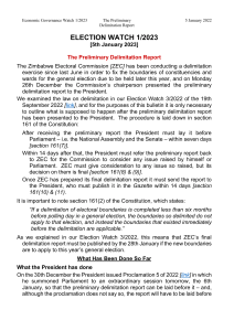 Economic Governance Watch 1-2023 - The Preliminary Delimitation Report
