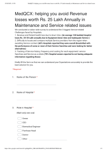 MedQCX  the one Platform for all your Maintenance and Service related issues - Google Forms