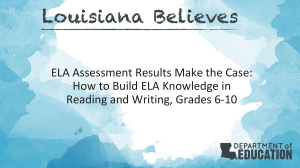 A034 Presentation ELA Assessment Results Make the Case  Grades 6-10 NWT