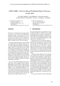 OGSA-DQP A Service-Based Distributed Query Processor for the Grid