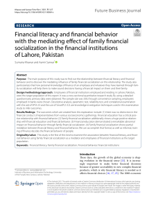 Financial Literacy & Behavior: Family Socialization Impact