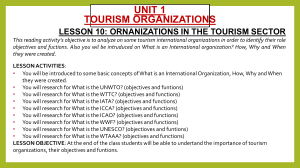 ORGANIZATIONS IN THE TOURISM SECTOR