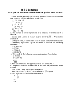 grade9 worksheet math