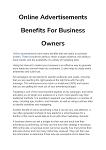 Online Advertisements Benefits For Business Owners