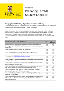 Preparing for WIL Student Checklist