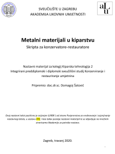 Domagoj Satovic  Metalni materijali u kiparstvu