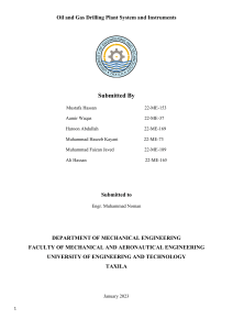 Oil & Gas Drilling Plant System Report