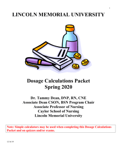 Dosage Calculations Packet for Nursing Students