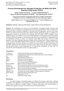 Process Development for Hydrogen Production via Water-Gas