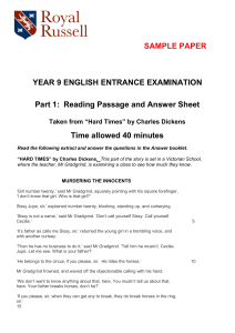 Sample Year 9 English Reading Comprehension