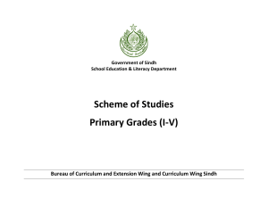 Scheme of Studies- Primary Grades- Sindh