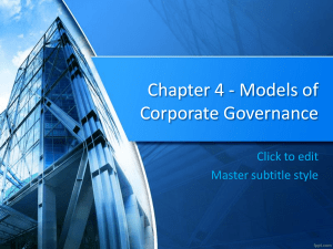 MODELS OF CORPORATE GOVERNANCE LECTURE
