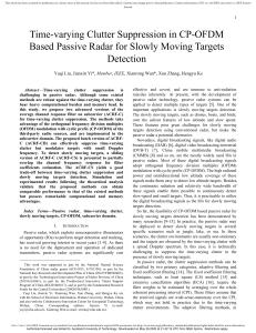 LIU Yuqi, YI Jianxin, WAN Xianrong, et al. Time varying clutter suppression in CP OFDM based passive radar for slowly moving targets detection