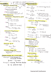 Mathematics & Engineering Sciences Formula Summary