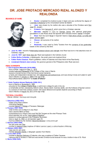 An Outline of Life and Works of Dr. Jose Rizal