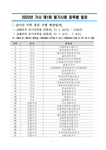 23년 기사 제1회 필기시험(CBT) 종목별 일정